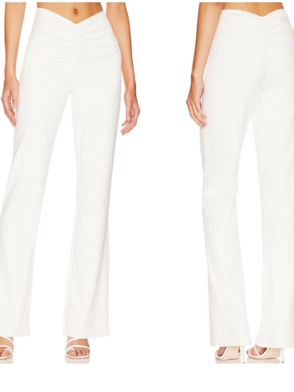 NBD White V-Waist Wide Leg Pants